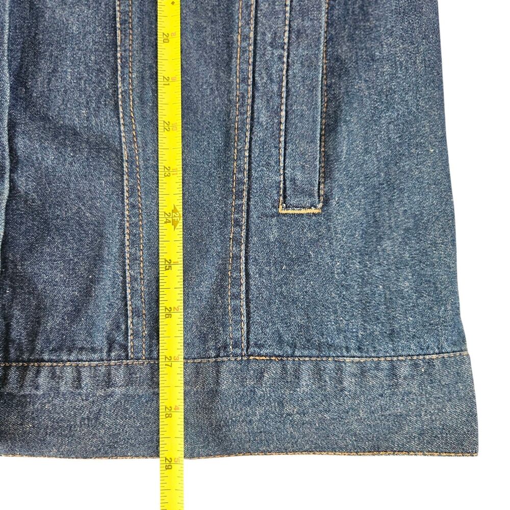 Quacker Factory Blue Denim Jacket Size M Fall Pumpkins Scarecrow Sunflowers - Picture 6 of 12